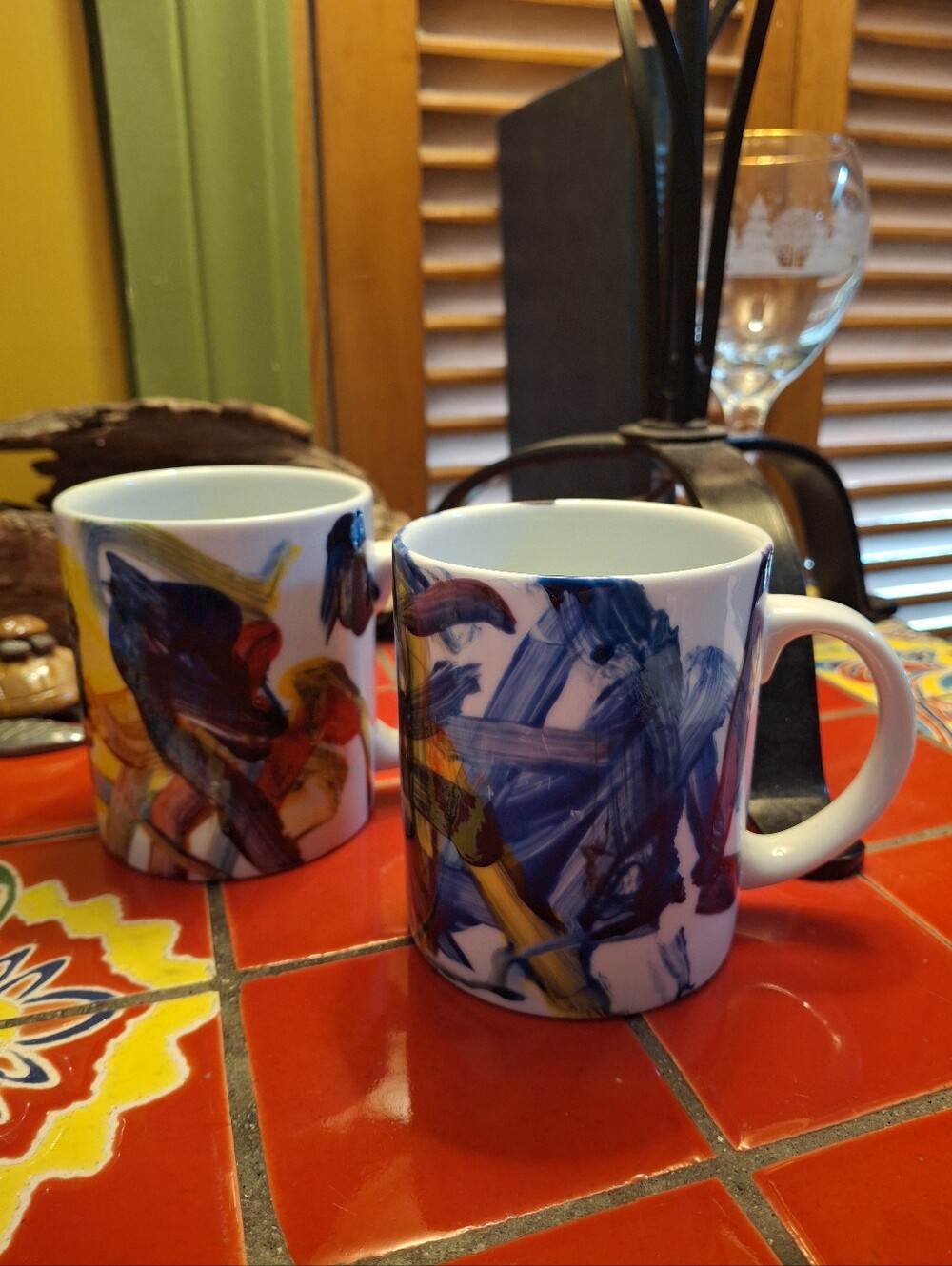 10 STRAWBERRY STREET MUGS/CUPS SET OF 2 WATERCOLOUR 3.5"X3"